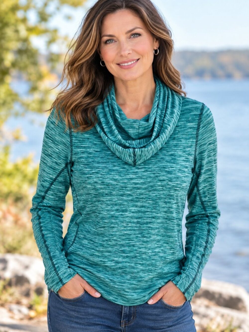Be Inspired Teal Space-Dye Hooded Pullover